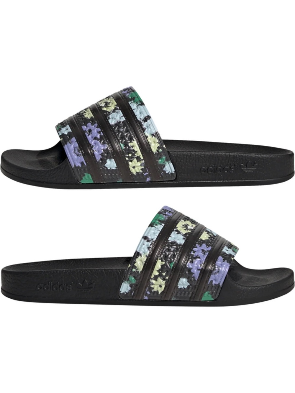 Adidas Women Black Floral Slides